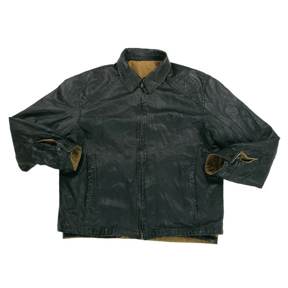 Missani Le Collezioni Reversible Leather Jacket Cashmere Wool Blend Mens 2XL - Picture 1 of 15
